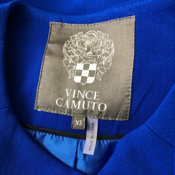Vince Camuto Womens Coat Collarless Asymmetrical Zip Boxy Cobalt Blue Size XS - Picture 3 of 5